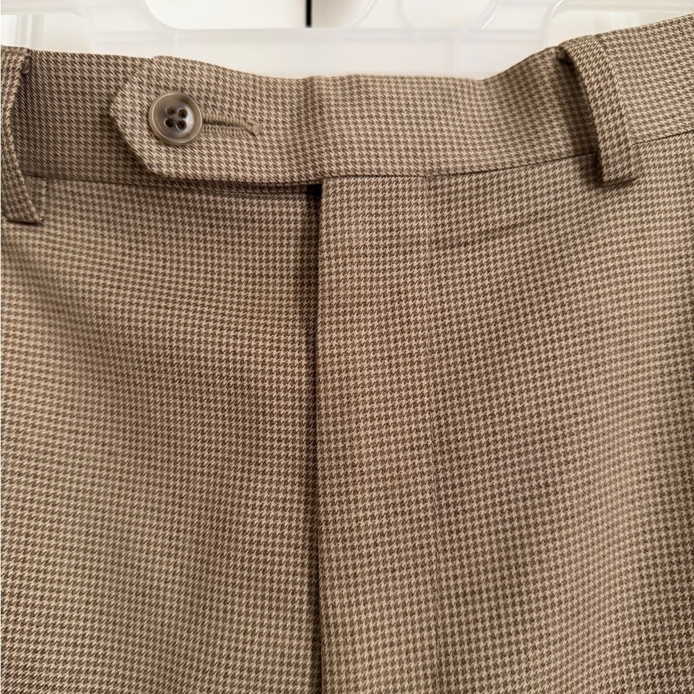 Lauren Ralph Lauren Men’s Dress Pants 38W|28 Pleat Front Tan Micro-Check Slacks - Picture 5 of 6